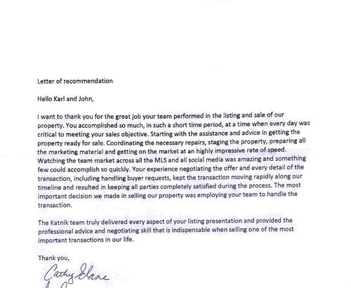 Scott and Cathy Glass Letter